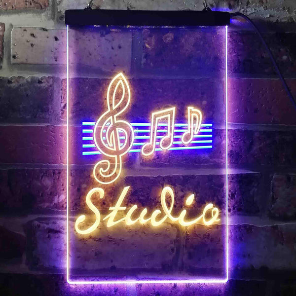 ADVPRO Studio Music Notes Bedroom  Dual Color LED Neon Sign st6-s0001 - Blue & Yellow