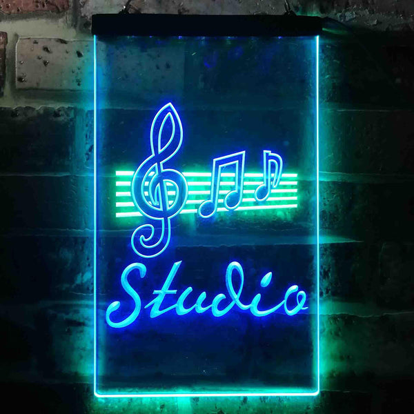 ADVPRO Studio Music Notes Bedroom  Dual Color LED Neon Sign st6-s0001 - Green & Blue