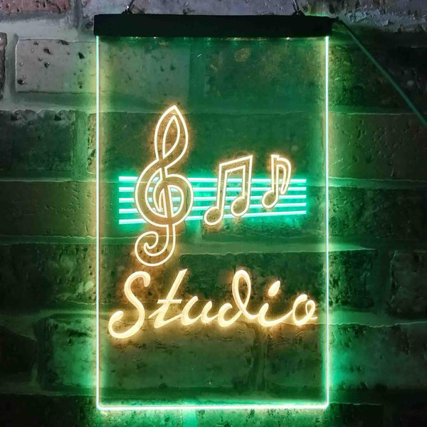 ADVPRO Studio Music Notes Bedroom  Dual Color LED Neon Sign st6-s0001 - Green & Yellow