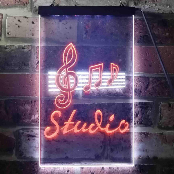 ADVPRO Studio Music Notes Bedroom  Dual Color LED Neon Sign st6-s0001 - White & Orange