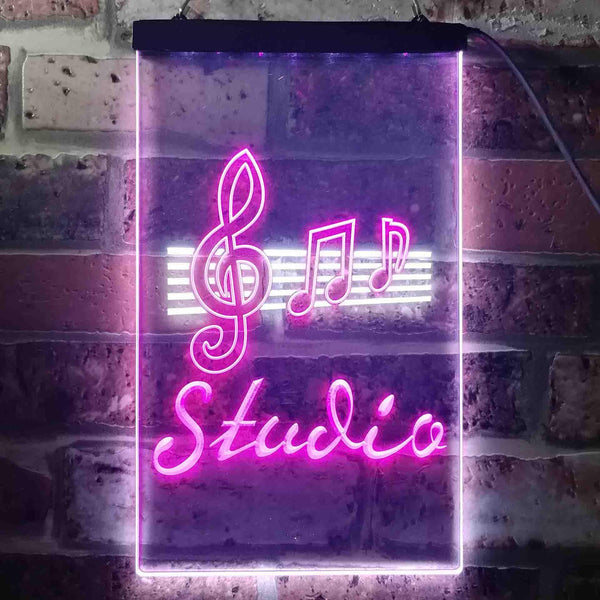 ADVPRO Studio Music Notes Bedroom  Dual Color LED Neon Sign st6-s0001 - White & Purple