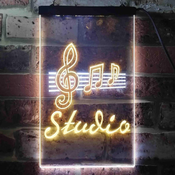 ADVPRO Studio Music Notes Bedroom  Dual Color LED Neon Sign st6-s0001 - White & Yellow