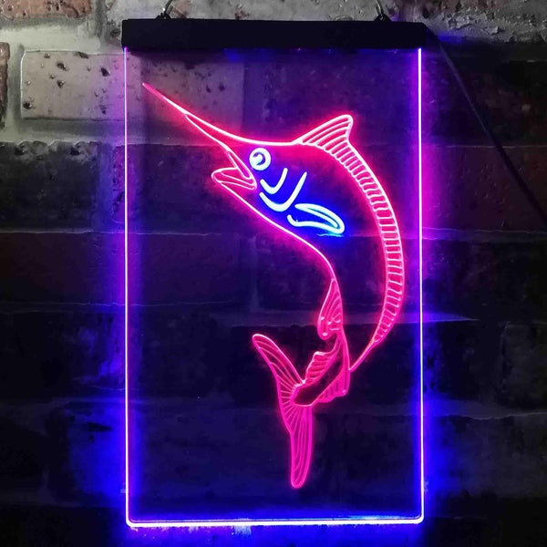 ADVPRO Blue Marlin Fish Den Cabin Display  Dual Color LED Neon Sign st6-s0072 - Blue & Red