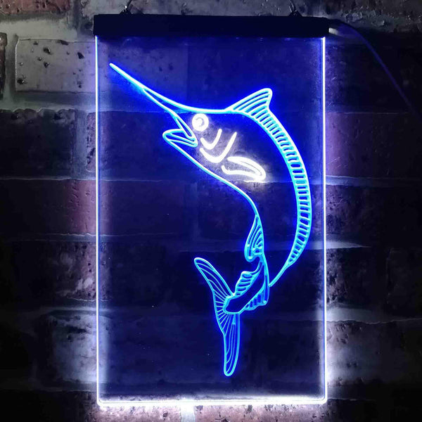 ADVPRO Blue Marlin Fish Den Cabin Display  Dual Color LED Neon Sign st6-s0072 - White & Blue