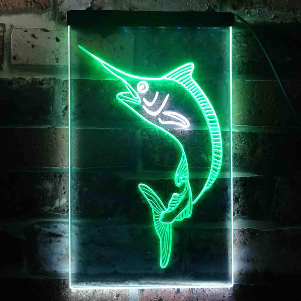 ADVPRO Blue Marlin Fish Den Cabin Display  Dual Color LED Neon Sign st6-s0072 - White & Green