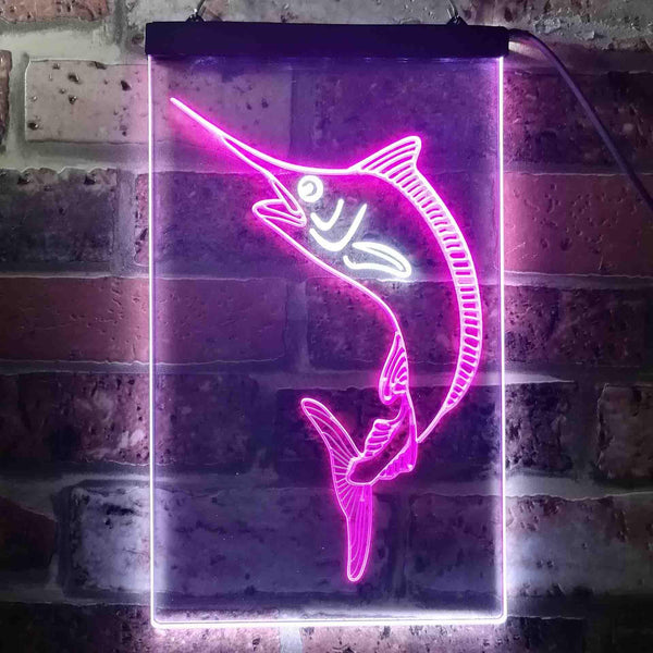 ADVPRO Blue Marlin Fish Den Cabin Display  Dual Color LED Neon Sign st6-s0072 - White & Purple