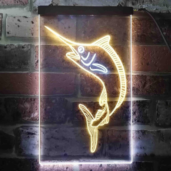 ADVPRO Blue Marlin Fish Den Cabin Display  Dual Color LED Neon Sign st6-s0072 - White & Yellow
