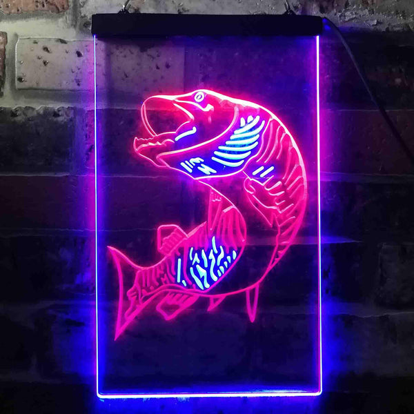 ADVPRO Fish Fly Fishing Cabin Den Display  Dual Color LED Neon Sign st6-s0073 - Blue & Red