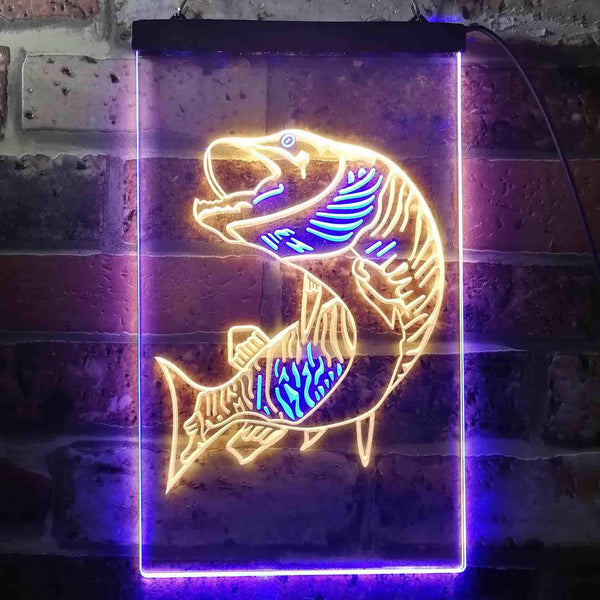 ADVPRO Fish Fly Fishing Cabin Den Display  Dual Color LED Neon Sign st6-s0073 - Blue & Yellow