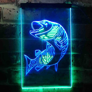 ADVPRO Fish Fly Fishing Cabin Den Display  Dual Color LED Neon Sign st6-s0073 - Green & Blue
