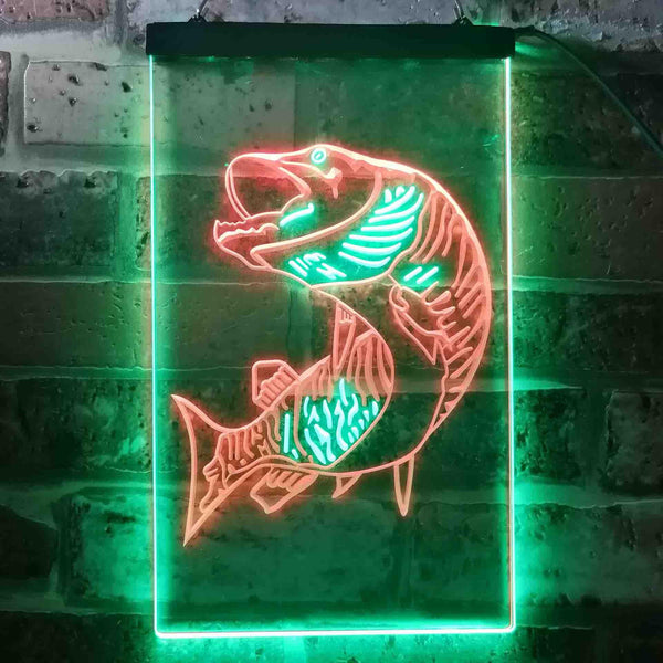 ADVPRO Fish Fly Fishing Cabin Den Display  Dual Color LED Neon Sign st6-s0073 - Green & Red