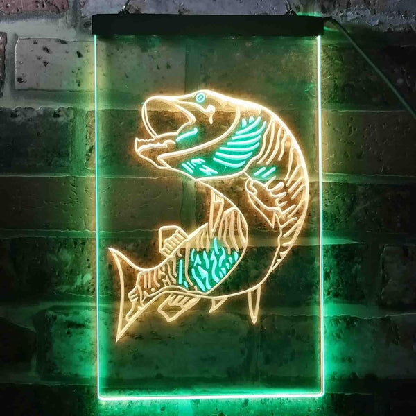ADVPRO Fish Fly Fishing Cabin Den Display  Dual Color LED Neon Sign st6-s0073 - Green & Yellow