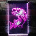 ADVPRO Fish Fly Fishing Cabin Den Display  Dual Color LED Neon Sign st6-s0073 - White & Purple