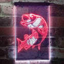 ADVPRO Fish Fly Fishing Cabin Den Display  Dual Color LED Neon Sign st6-s0073 - White & Red