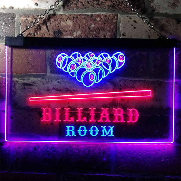 ADVPRO Billiard Room Pool Snooker Man Cave Dual Color LED Neon Sign st6-s0082 - Blue & Red
