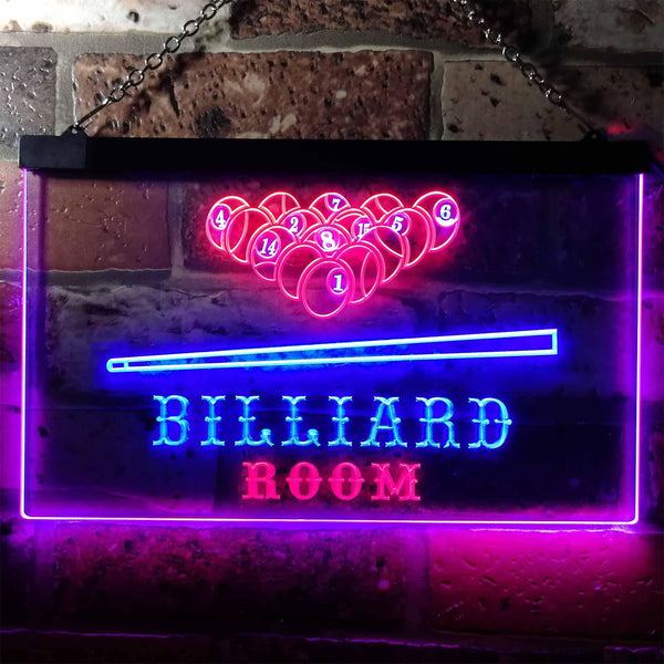ADVPRO Billiard Room Pool Snooker Man Cave Dual Color LED Neon Sign st6-s0082 - Red & Blue