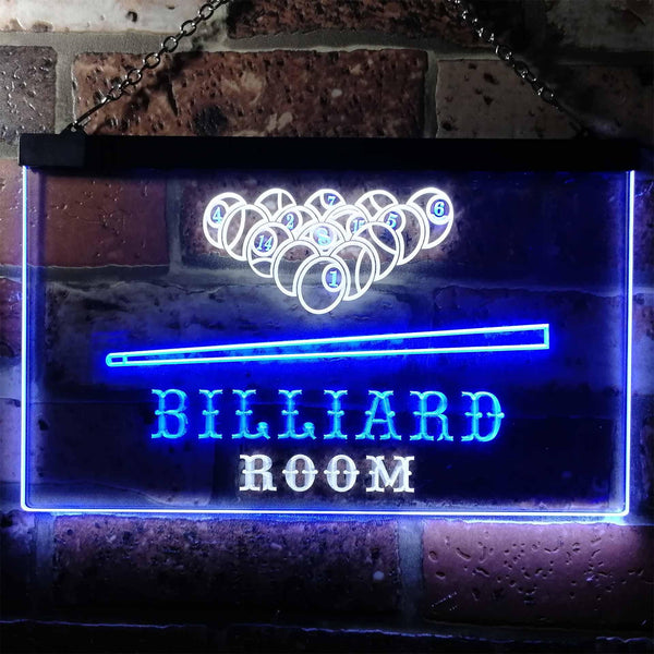 ADVPRO Billiard Room Pool Snooker Man Cave Dual Color LED Neon Sign st6-s0082 - White & Blue