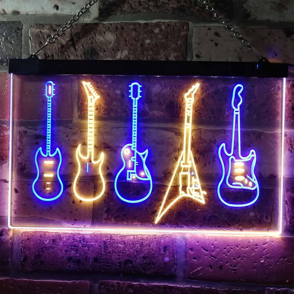 ADVPRO Guitar Hero Music Room Band Man Cave Dual Color LED Neon Sign st6-s0091 - Blue & Yellow