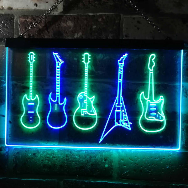 ADVPRO Guitar Hero Music Room Band Man Cave Dual Color LED Neon Sign st6-s0091 - Green & Blue