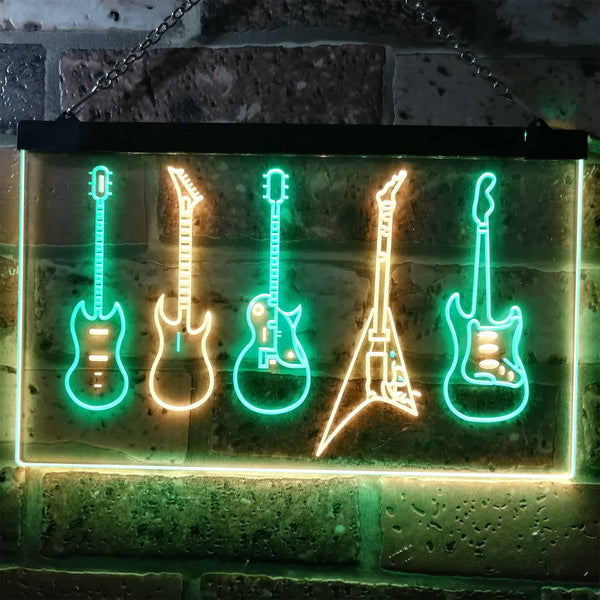 ADVPRO Guitar Hero Music Room Band Man Cave Dual Color LED Neon Sign st6-s0091 - Green & Yellow