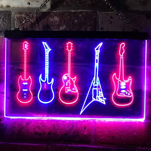 ADVPRO Guitar Hero Music Room Band Man Cave Dual Color LED Neon Sign st6-s0091 - Red & Blue
