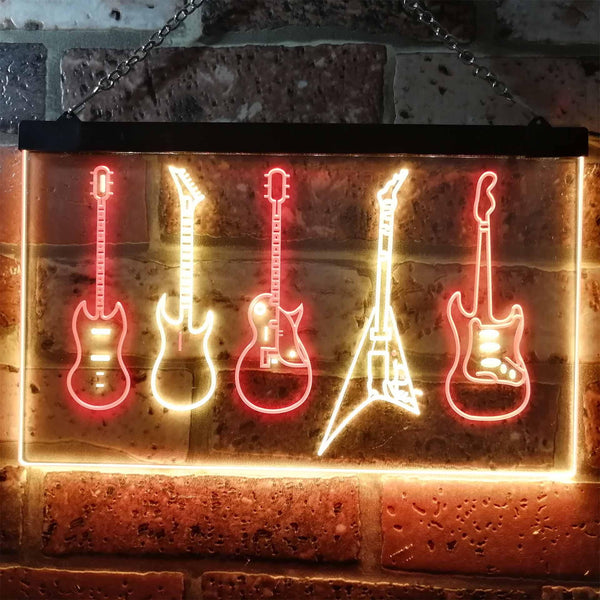ADVPRO Guitar Hero Music Room Band Man Cave Dual Color LED Neon Sign st6-s0091 - Red & Yellow