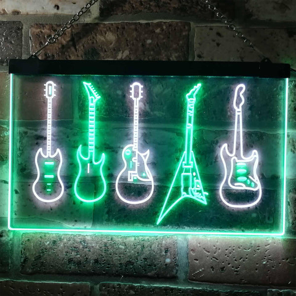 ADVPRO Guitar Hero Music Room Band Man Cave Dual Color LED Neon Sign st6-s0091 - White & Green