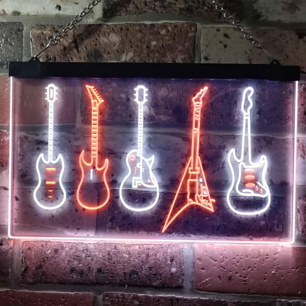 ADVPRO Guitar Hero Music Room Band Man Cave Dual Color LED Neon Sign st6-s0091 - White & Orange