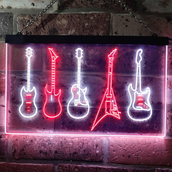 ADVPRO Guitar Hero Music Room Band Man Cave Dual Color LED Neon Sign st6-s0091 - White & Red