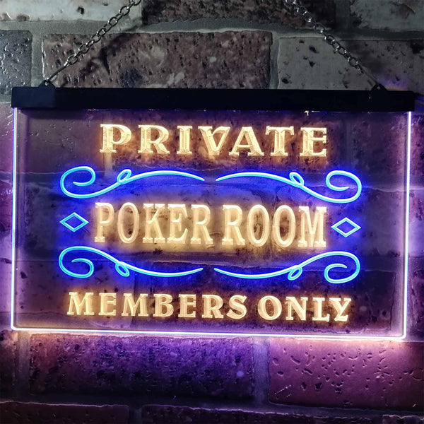 ADVPRO Private Poker Room Member Only Dual Color LED Neon Sign st6-s0144 - Blue & Yellow