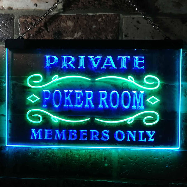 ADVPRO Private Poker Room Member Only Dual Color LED Neon Sign st6-s0144 - Green & Blue