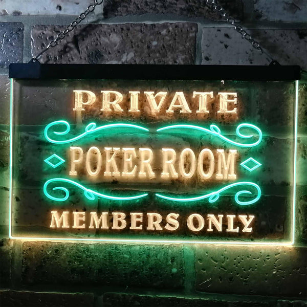 ADVPRO Private Poker Room Member Only Dual Color LED Neon Sign st6-s0144 - Green & Yellow