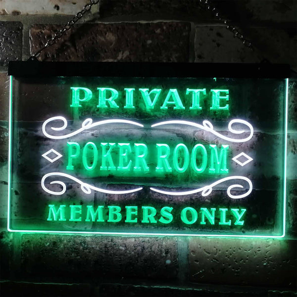 ADVPRO Private Poker Room Member Only Dual Color LED Neon Sign st6-s0144 - White & Green