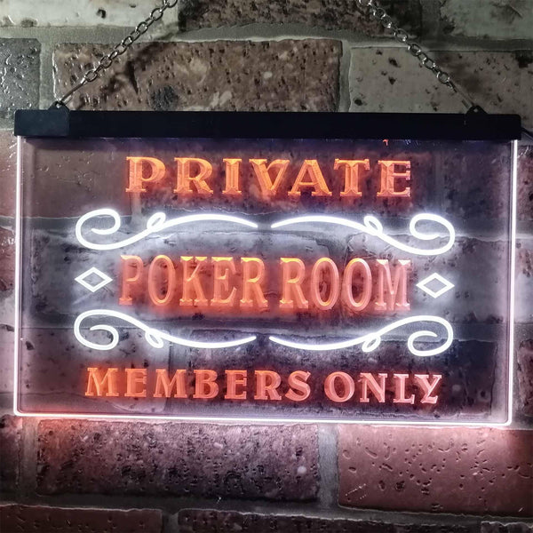 ADVPRO Private Poker Room Member Only Dual Color LED Neon Sign st6-s0144 - White & Orange