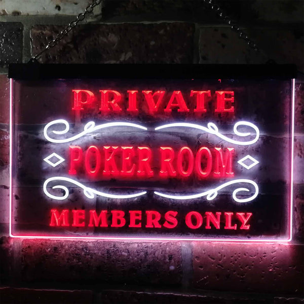 ADVPRO Private Poker Room Member Only Dual Color LED Neon Sign st6-s0144 - White & Red