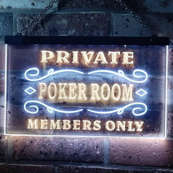 ADVPRO Private Poker Room Member Only Dual Color LED Neon Sign st6-s0144 - White & Yellow