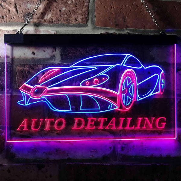 ADVPRO Auto Detailing Car Repair Garage Dual Color LED Neon Sign st6-s0233 - Blue & Red