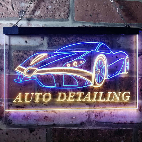 ADVPRO Auto Detailing Car Repair Garage Dual Color LED Neon Sign st6-s0233 - Blue & Yellow