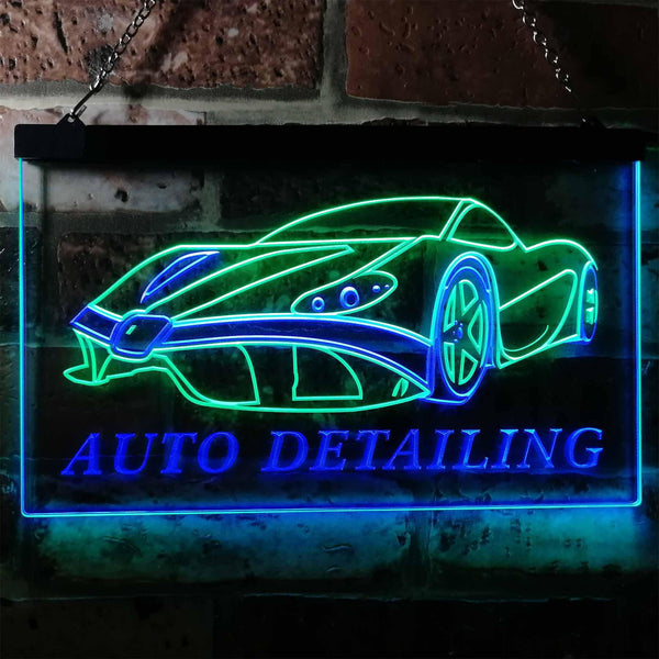 ADVPRO Auto Detailing Car Repair Garage Dual Color LED Neon Sign st6-s0233 - Green & Blue