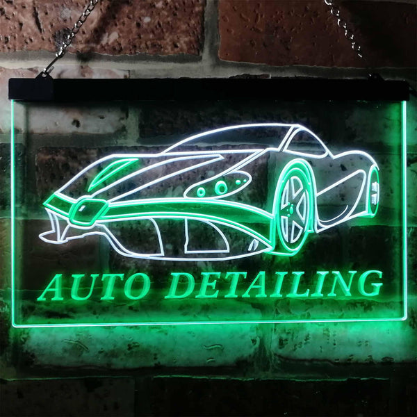 ADVPRO Auto Detailing Car Repair Garage Dual Color LED Neon Sign st6-s0233 - White & Green