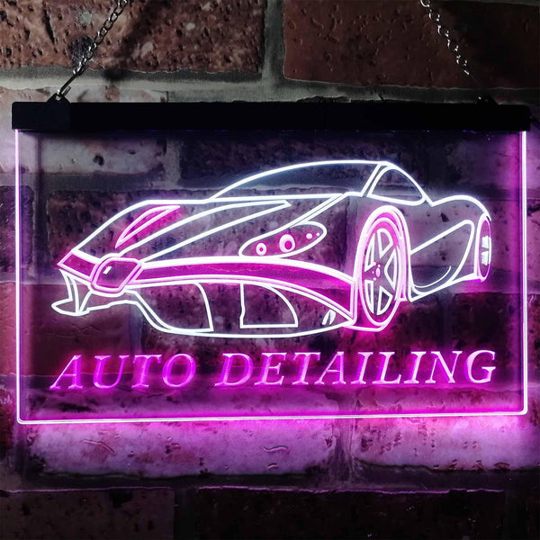 ADVPRO Auto Detailing Car Repair Garage Dual Color LED Neon Sign st6-s0233 - White & Purple