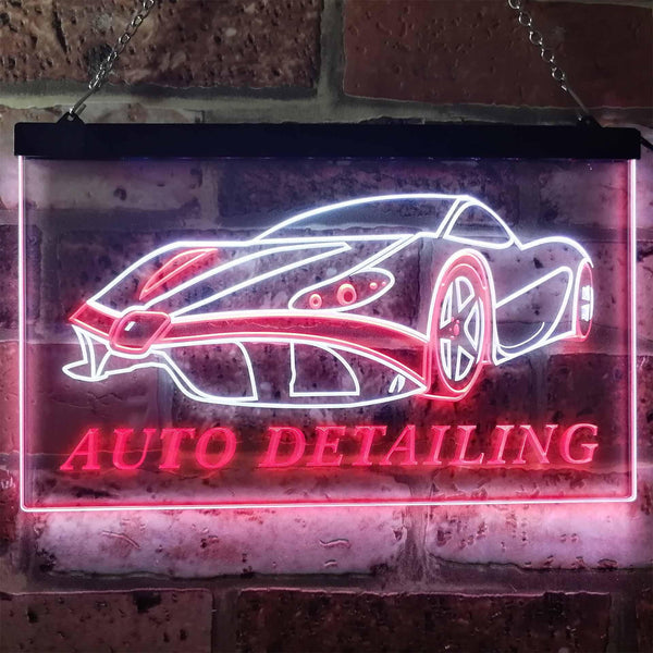 ADVPRO Auto Detailing Car Repair Garage Dual Color LED Neon Sign st6-s0233 - White & Red