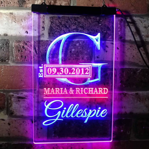 ADVPRO Name Personalized Surname Initial Custom Est. Year Neon Sign Dual Color LED Neon Sign st6-wi-tm - Red & Blue