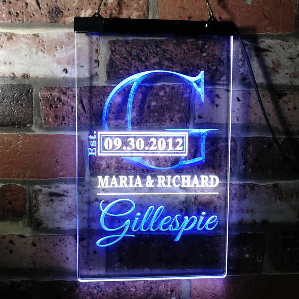 ADVPRO Name Personalized Surname Initial Custom Est. Year Neon Sign Dual Color LED Neon Sign st6-wi-tm - White & Blue