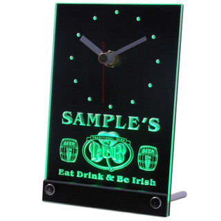 ADVPRO Irish Pub Shamrock Personalized Bar Pub Decor Neon Led Table Clock tncpa-tm - Green