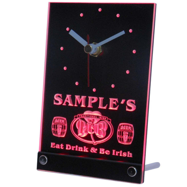 ADVPRO Irish Pub Shamrock Personalized Bar Pub Decor Neon Led Table Clock tncpa-tm - Red