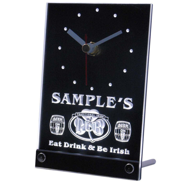 ADVPRO Irish Pub Shamrock Personalized Bar Pub Decor Neon Led Table Clock tncpa-tm - White
