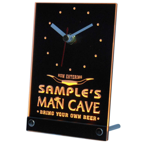 ADVPRO Man Cave Cowboys Personalized Bar Pub Decor Neon Led Table Clock tncpb-tm - Yellow