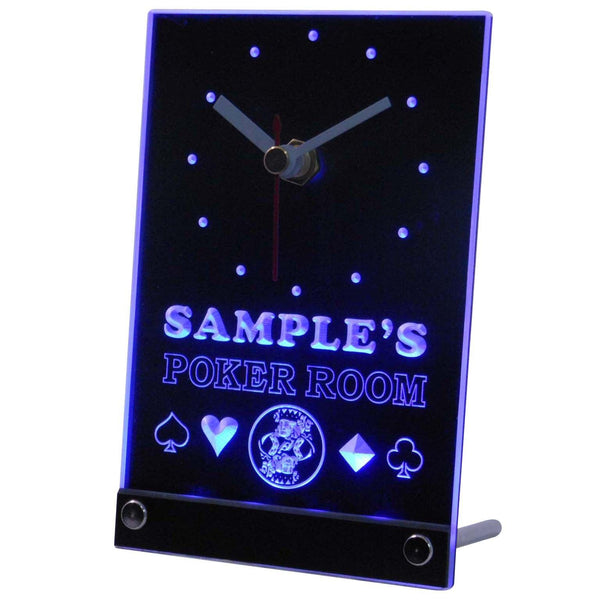 ADVPRO Poker Room Personalized Bar Pub Game Neon Led Table Clock tncpd-tm - Blue