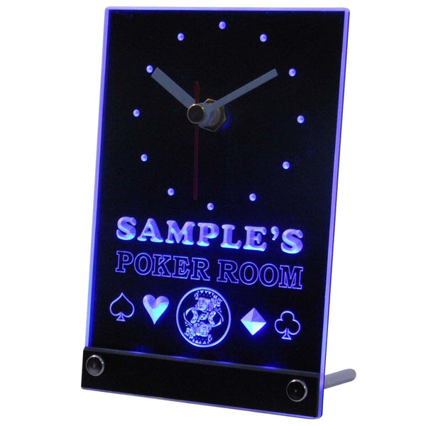 ADVPRO Poker Room Personalized Bar Pub Game Neon Led Table Clock tncpd-tm - Blue